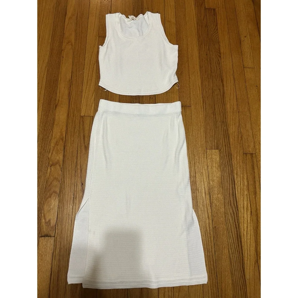 Happily Grey Knit Pencil Skirt And Sleeveless Knit Top Set Size XL